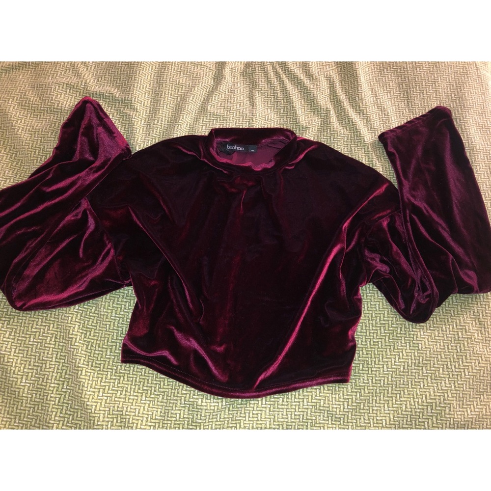 Velvet Long Sleeved Crop Top